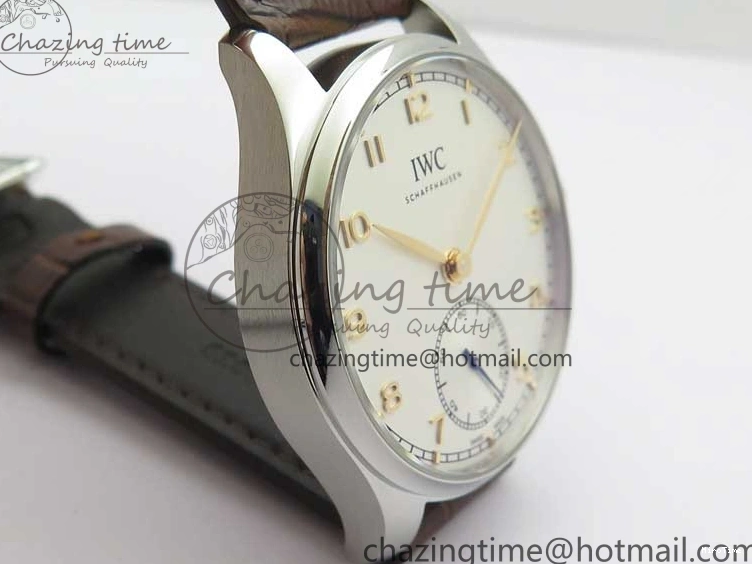 MIROTIME 0413 Original Portuguese IW358304 ZF 1:1 Best Edition SS White Dial RG Markers on Leather Strap A 7077